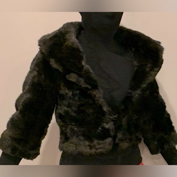 Vintage Monique Cropped Faux Fur Cape Coat Teddy Paris France XS/S - Picture 7 of 14